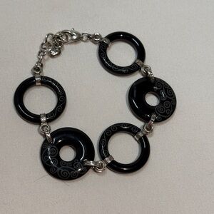 Brighton Lava Lounge Black Swirl Lucite Link Bracelet